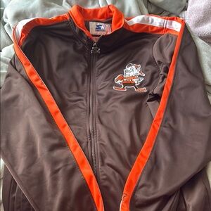 STARTER Cleveland Browns Brown and Orange Men's Jacket